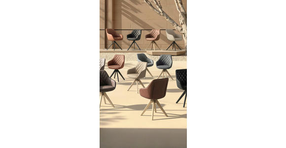 ARMLEHNSTUHL  Typenauswahl, Sitzfläche 360° drehbar, automatische Rückholfunktion  Echtleder  - Beige/Schwarz, Design, Leder/Metall (60/83/65cm) - Landscape