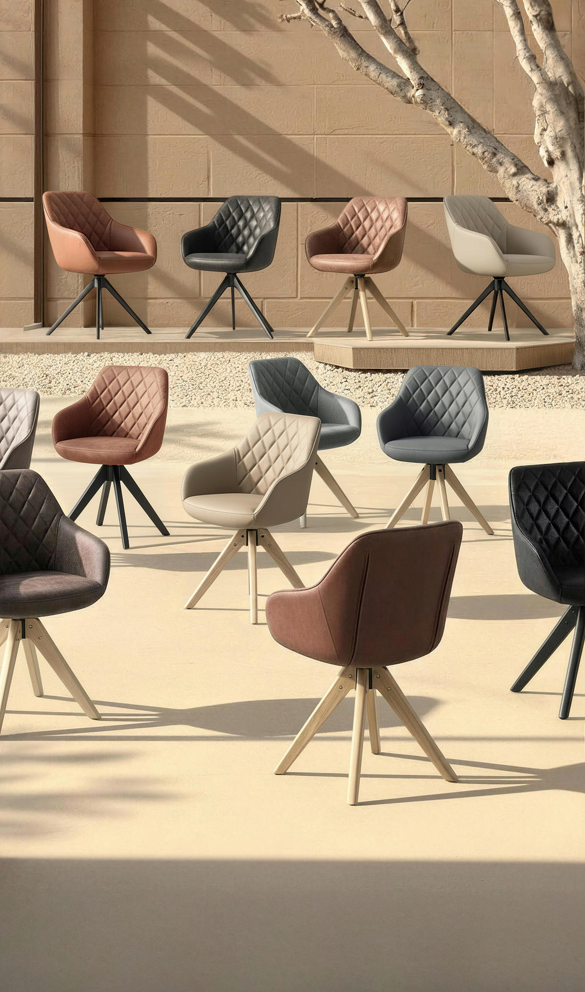 ARMLEHNSTUHL  Typenauswahl, Sitzfläche 360° drehbar, automatische Rückholfunktion  Echtleder  - Beige/Schwarz, Design, Leder/Metall (60/83/65cm) - Landscape