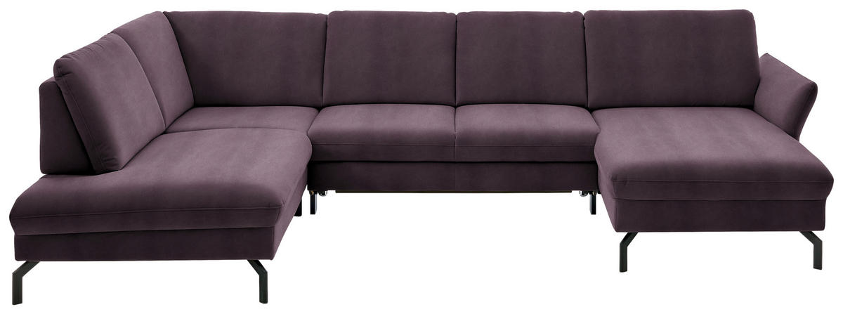 WOHNLANDSCHAFT Lila, Flieder Velours  - Lila/Flieder, Design, Textil/Metall (220/335/179cm) - Beldomo System