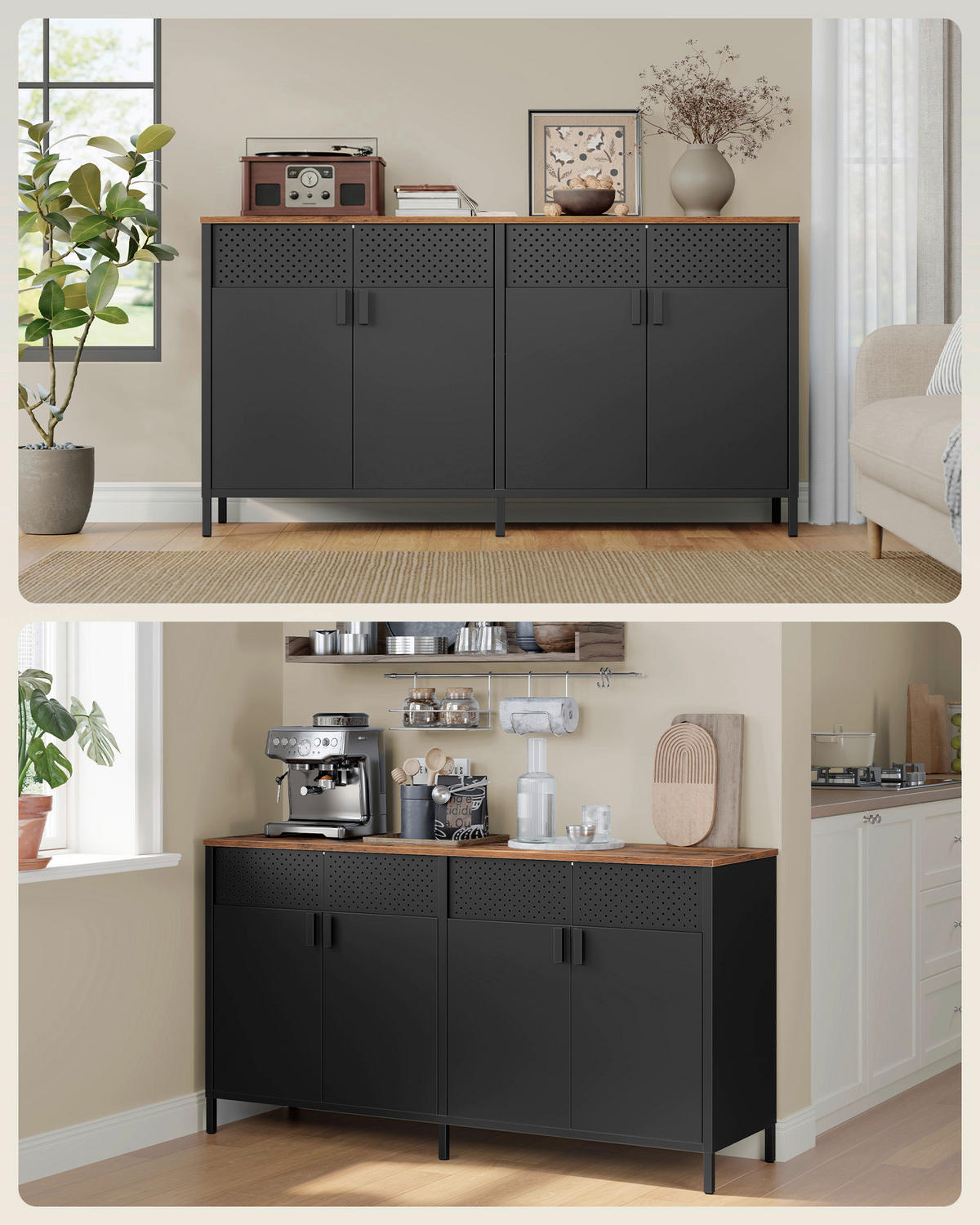 SIDEBOARD  141/76/40 cm  - Schwarz/Braun, Trend, Holzwerkstoff/Metall (141/76/40cm) - Boxxx