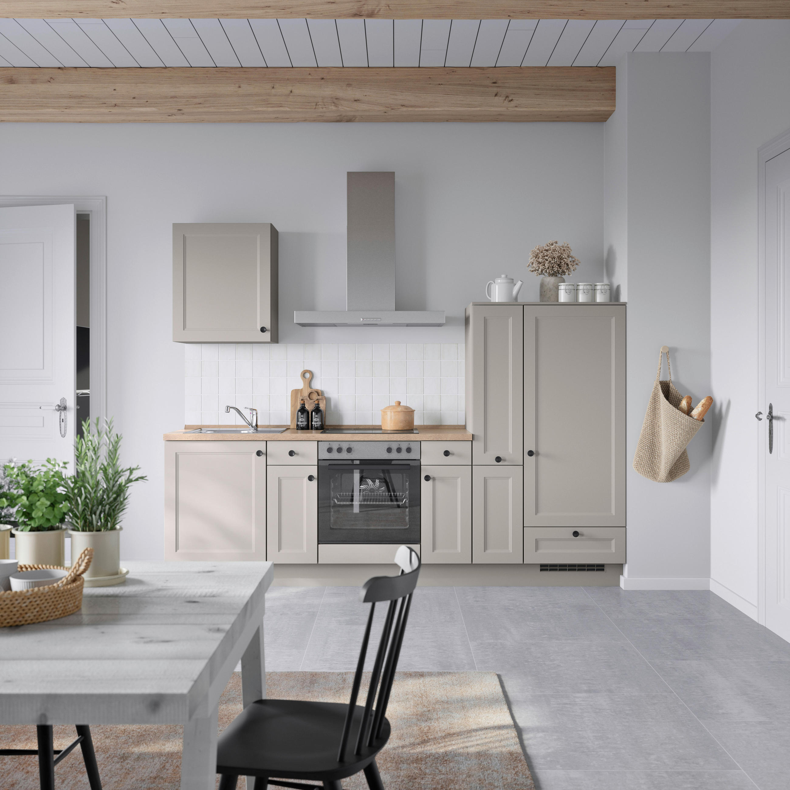 KÜCHENBLOCK 270 cm   in Grau, Eiche dunkel  - Eiche dunkel/Schwarz, MODERN, Holzwerkstoff/Metall (270cm) - Nobilia