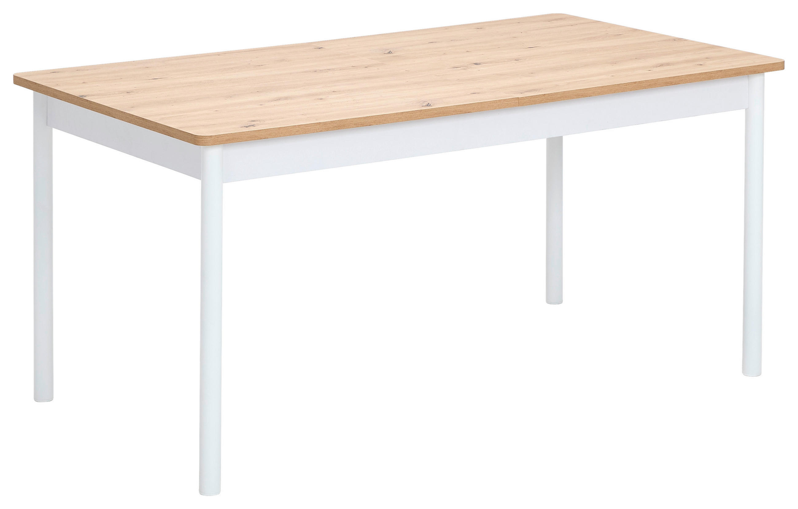 ESSTISCH Weiß, Eiche Artisan rechteckig  ausziehbar  - Weiß/Eiche Artisan, ROMANTIK / LANDHAUS, Holzwerkstoff/Metall (160-200/90/76cm) - home24