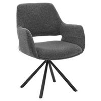 ARMLEHNSTUHL  Stoffauswahl, Sitzfläche 180° drehbar, automatische Rückholfunktion Bouclé  - Schwarz/Graphitfarben, Design, Textil/Metall (62/83/62cm) - Musterring