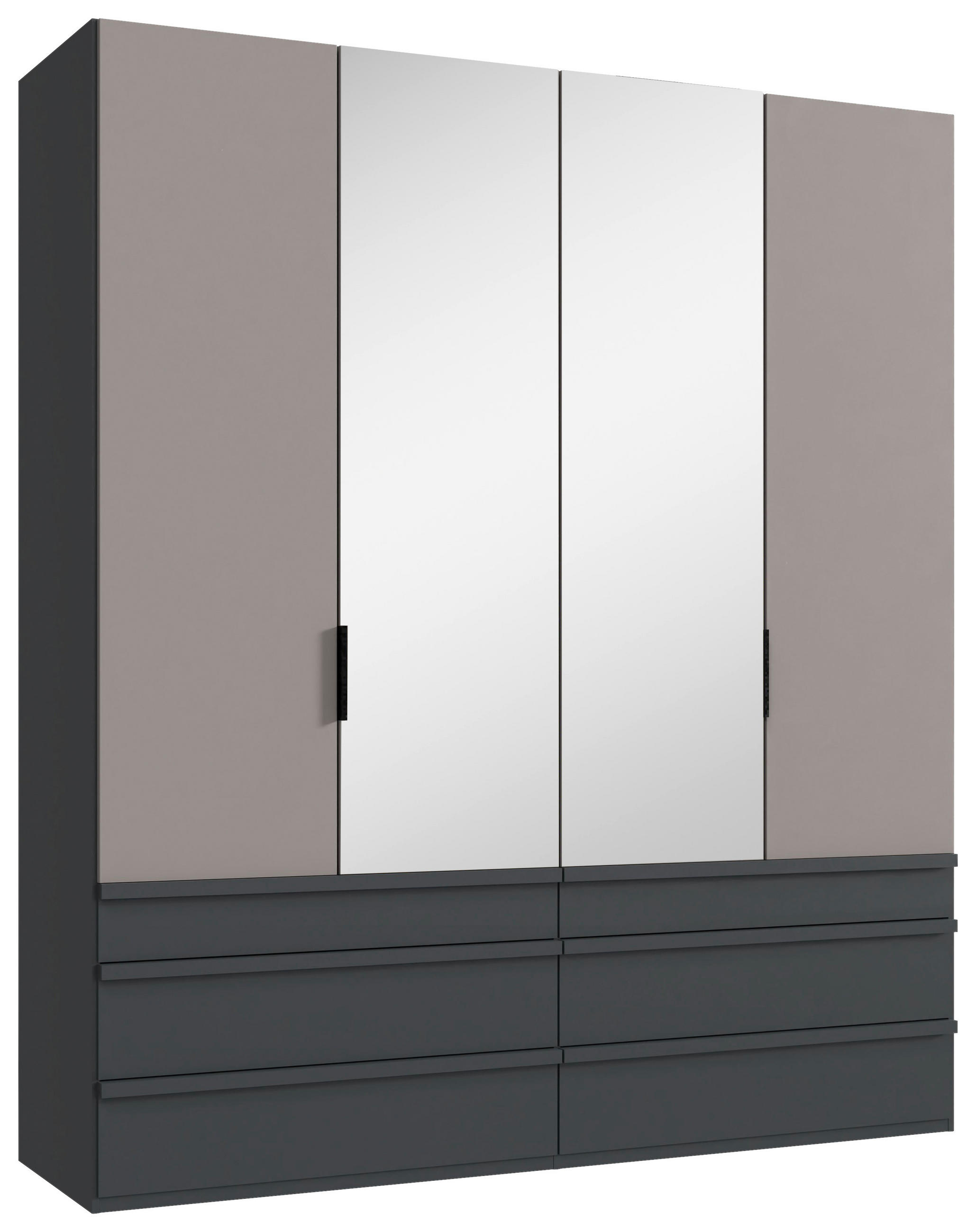 FALTTÜRENSCHRANK Graphitfarben, Grau, Sahara  - Schwarz/Graphitfarben, Design, Glas/Holzwerkstoff (200/236/58cm) - Boxxx