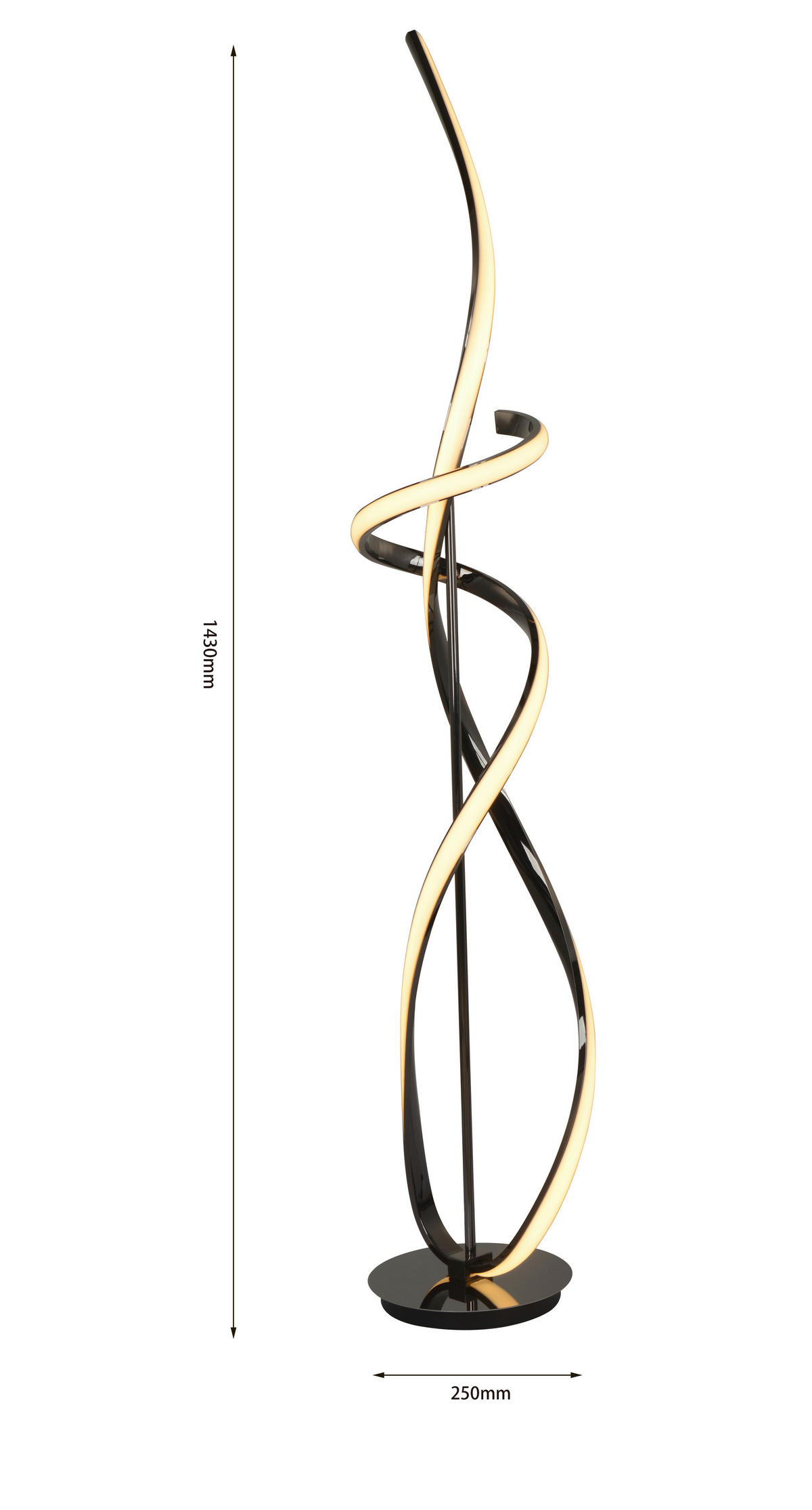LED-STEHLEUCHTE 25/25/143 cm    - Schwarzchrom, Design, Kunststoff/Metall (25/25/143cm)