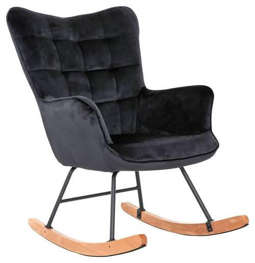 SCHAUKELSESSEL Samt Schwarz    - Buchefarben/Schwarz, MODERN, Holz/Textil (72/92/92cm) - MID.YOU
