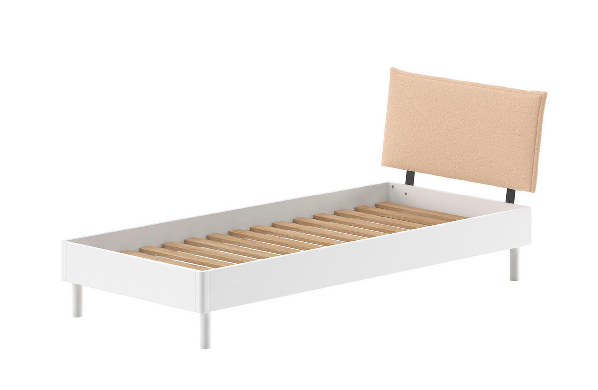 BETT 90/200 cm  in Weiß  - Beige/Weiß, MODERN, Holz/Textil (90/200cm) - MID.YOU
