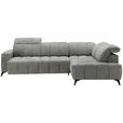 ECKSOFA Dunkelgrau Chenille  - Dunkelgrau/Schwarz, Design, Textil/Metall (293/214cm) - Xora