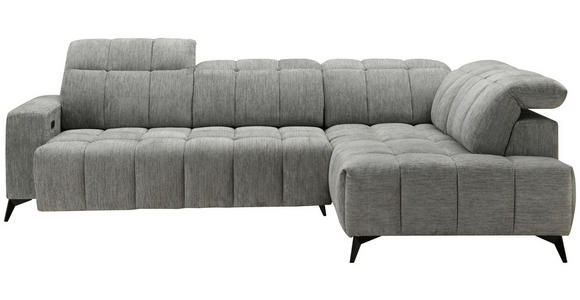 ECKSOFA Dunkelgrau Chenille  - Dunkelgrau/Schwarz, Design, Textil/Metall (293/214cm) - Xora