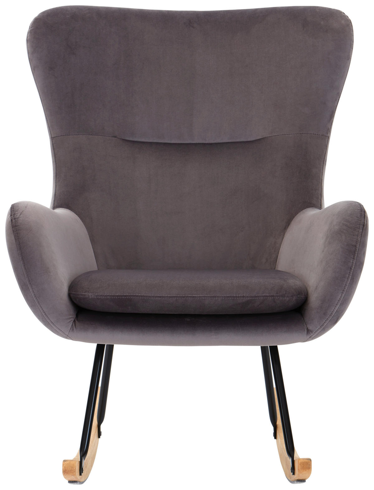 GUGALNI FOTELJ,  naravne barve, črna, svetlo siva les, kovina, tekstil - siva/črna, Moderno, kovina/tekstil (75/102/80cm) - MID.YOU