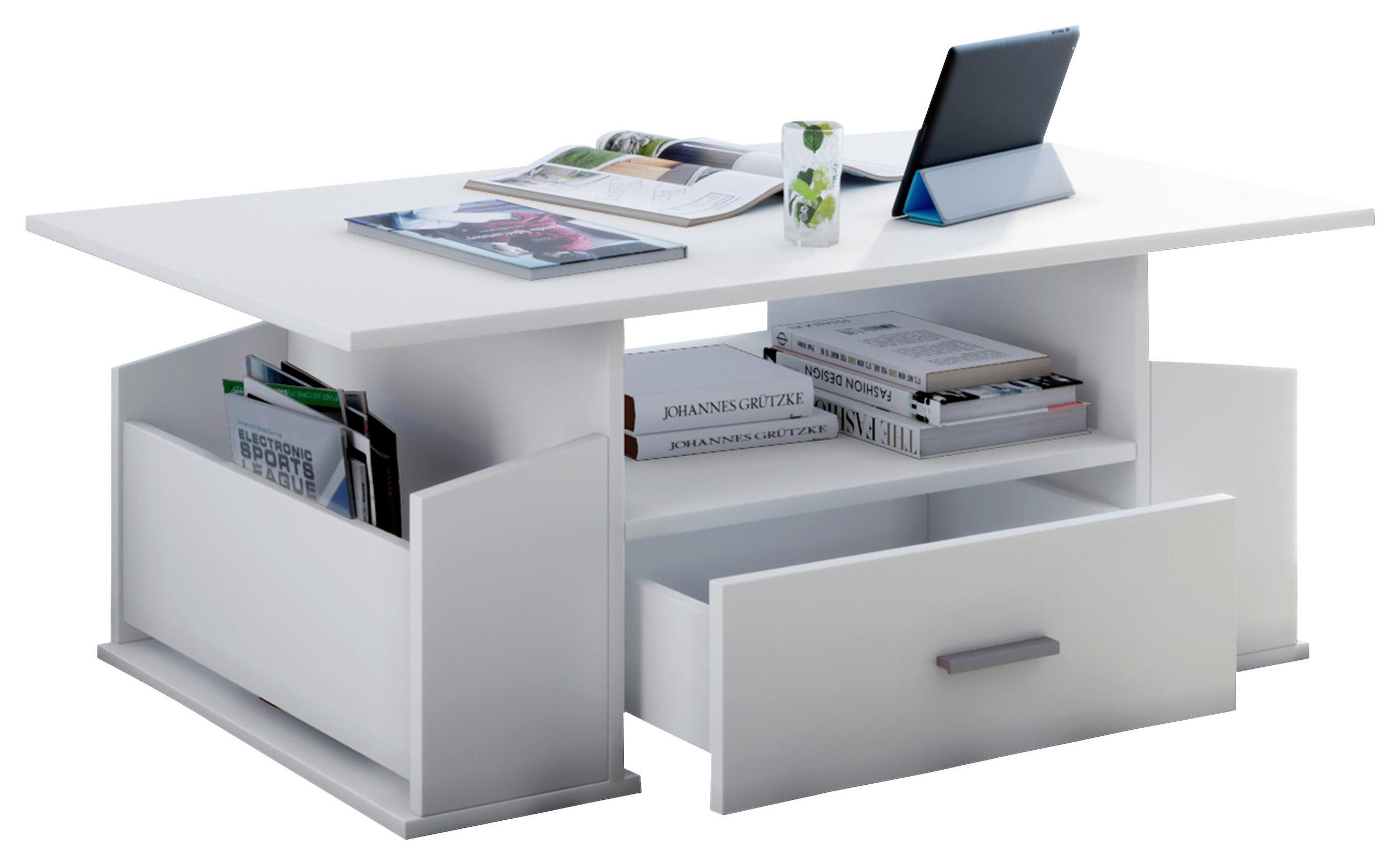 COUCHTISCH in Holzwerkstoff 110/52/44 cm  - Silberfarben/Weiß, Basics, Holzwerkstoff/Kunststoff (110/52/44cm) - MID.YOU