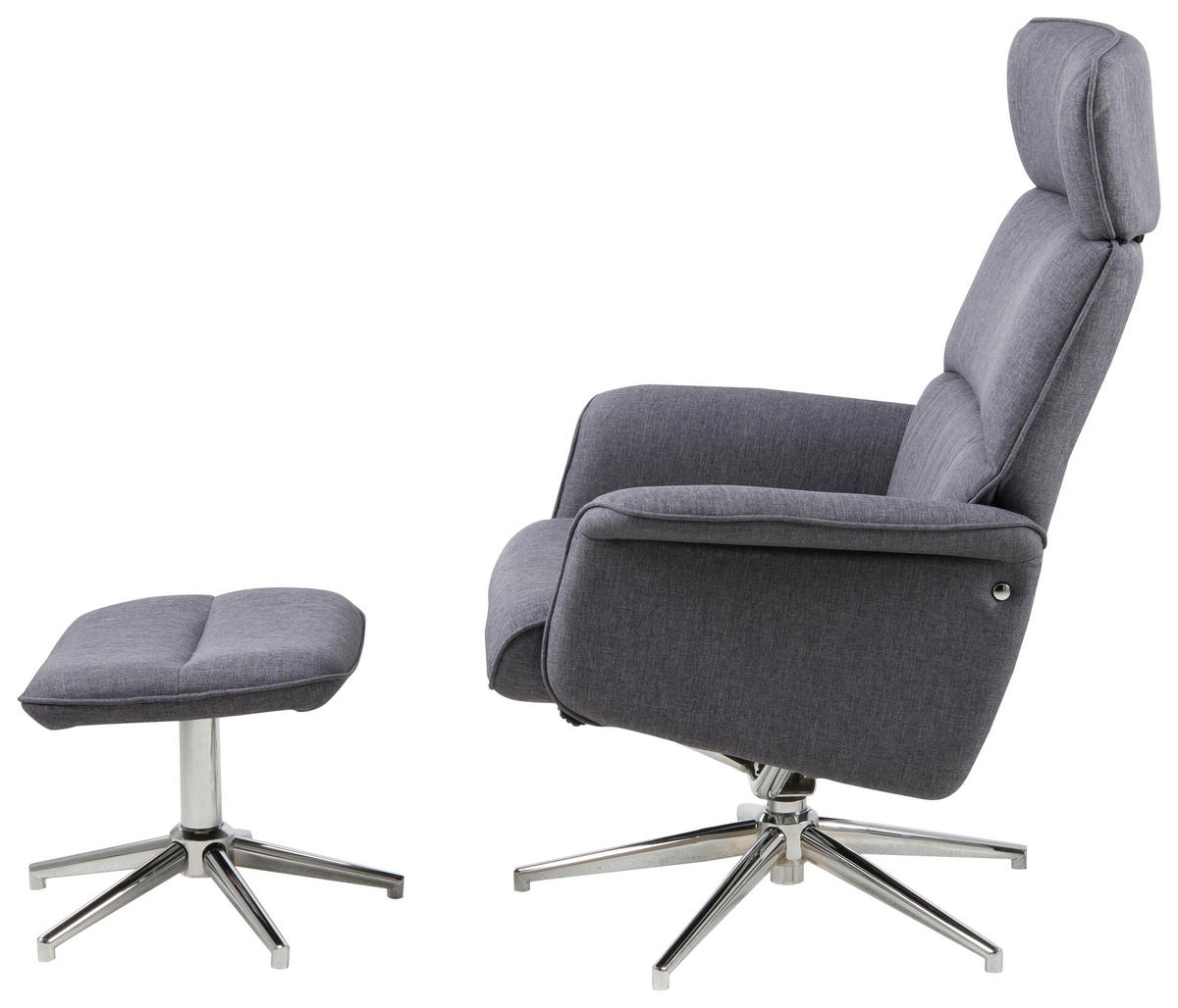 SESSELSET Flachgewebe Relaxfunktion    - Chromfarben/Dunkelgrau, Design, Textil/Metall (74/110/111cm) - Carryhome