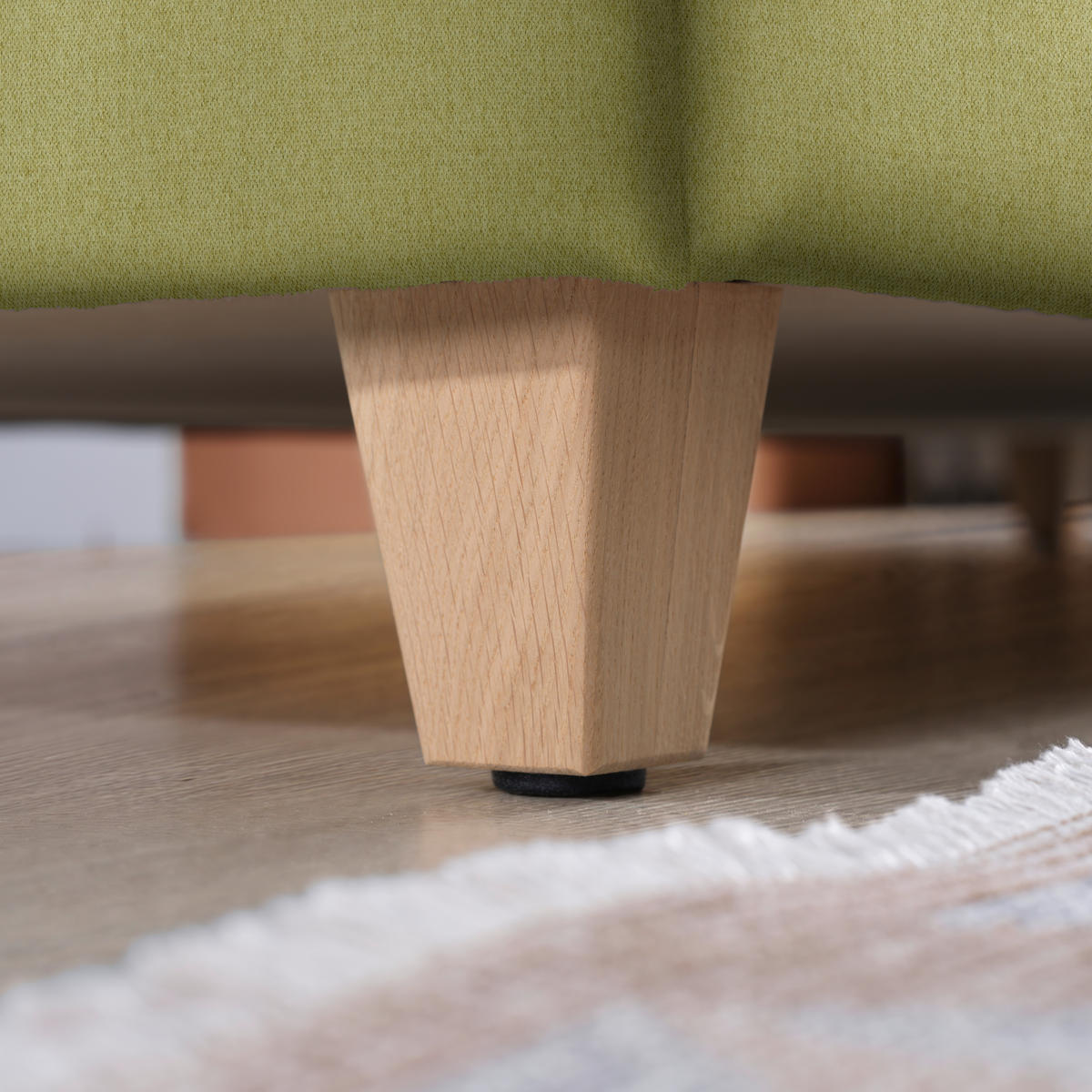 ECKSOFA in Flachgewebe Hellgrün  203/261 cm  - Eichefarben/Hellgrün, KONVENTIONELL, Holz/Textil (203/261cm) - Sedda