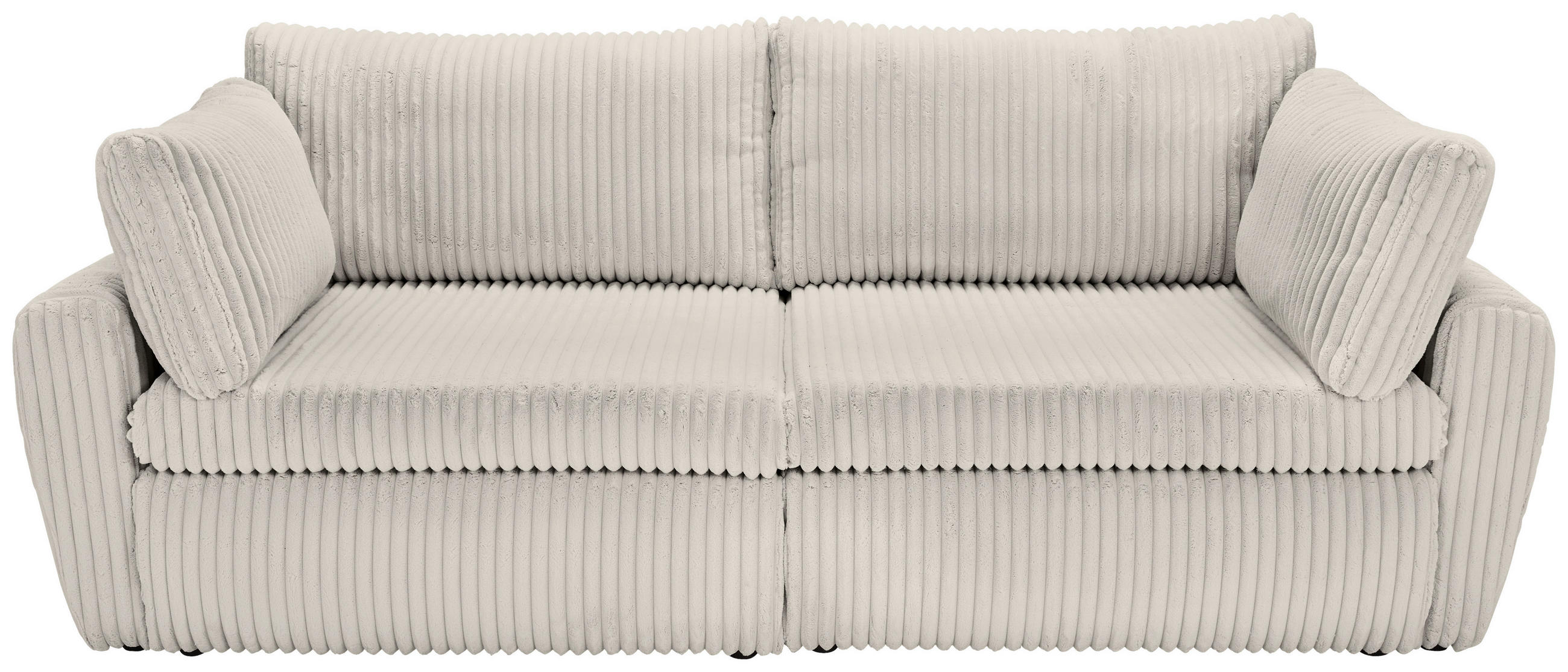 SCHLAFSOFA  mit Stoffauswahl, Liegefunktion, Schlafen auf Sitzhöhe, Rücken echt Cord, Plüsch Hellgrau  - Hellgrau/Schwarz, MODERN, Kunststoff/Textil (240/90/120cm) - Carryhome