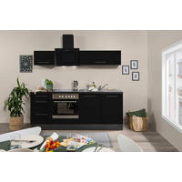 KÜCHENBLOCK 210 cm   in Grau, Schwarz  - Alufarben/Schwarz, Basics, Holzwerkstoff (210cm) - Respekta