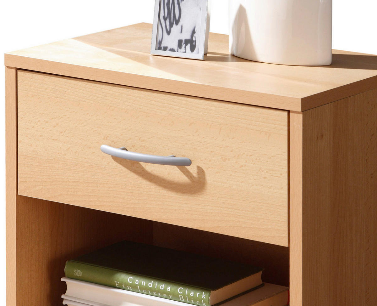 NACHTSCHRANK 39/41/28 cm  - Buchefarben/Silberfarben, Basics, Holzwerkstoff/Kunststoff (39/41/28cm) - P & B
