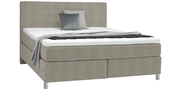 BOXSPRINGBETT 180/200 cm in Hellbraun - Chromfarben/Hellbraun, KONVENTIONELL, Kunststoff/Textil (180/200cm) - Voleo