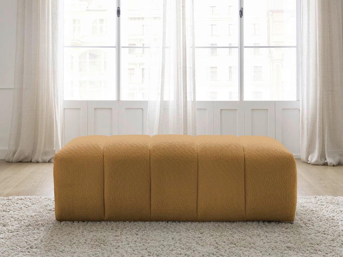 HOCKER ANNECY Bouclé Gelb  - Gelb/Schwarz, MODERN, Kunststoff/Textil (140/45/70cm)