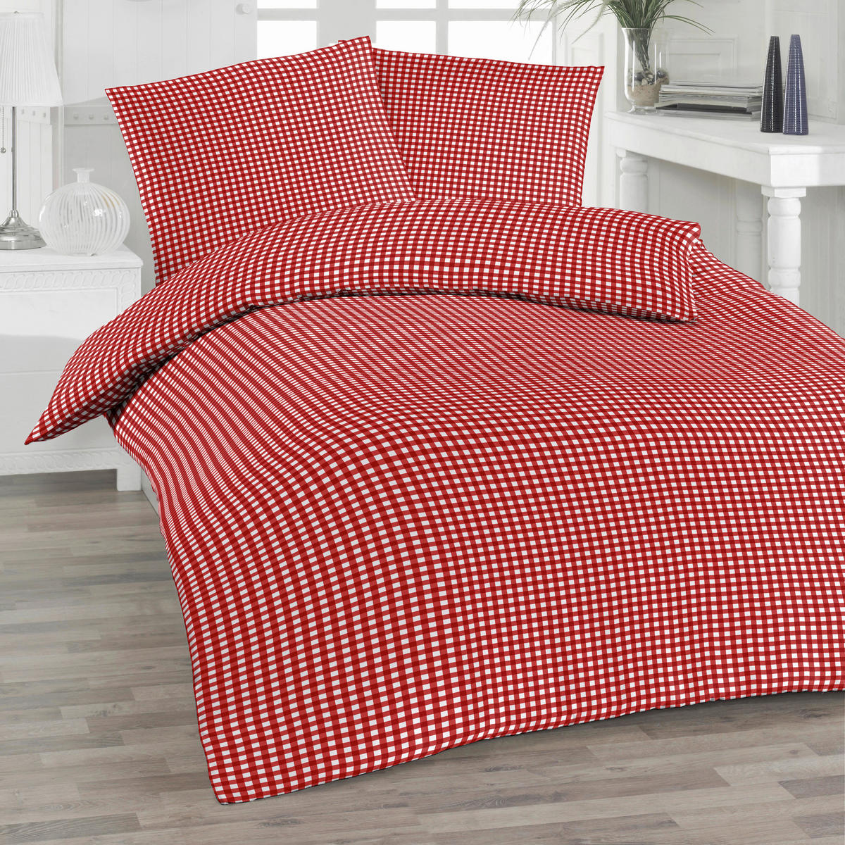 Bettwäsche 2er Set 4-teilig Seersucker 135/200 cm  - Rot, Basics, Textil (135/200cm) - Florella