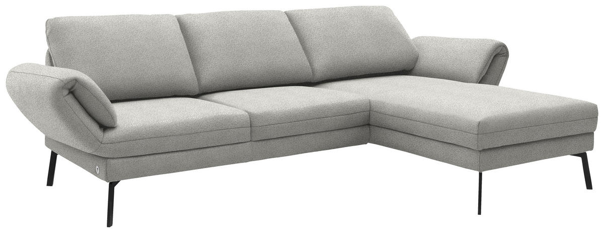 ECKSOFA  in Flachgewebe Silberfarben  255-365/175-224 cm  - Silberfarben/Schwarz, Design, Textil/Metall (255-365/175-224cm) - Dieter Knoll
