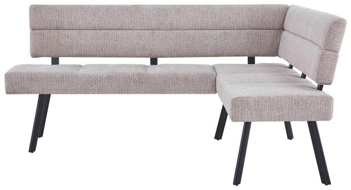 ECKBANK Metall, Textil Beige  - Beige/Schwarz, Konventionell, Textil/Metall (190/150cm) - MID.YOU