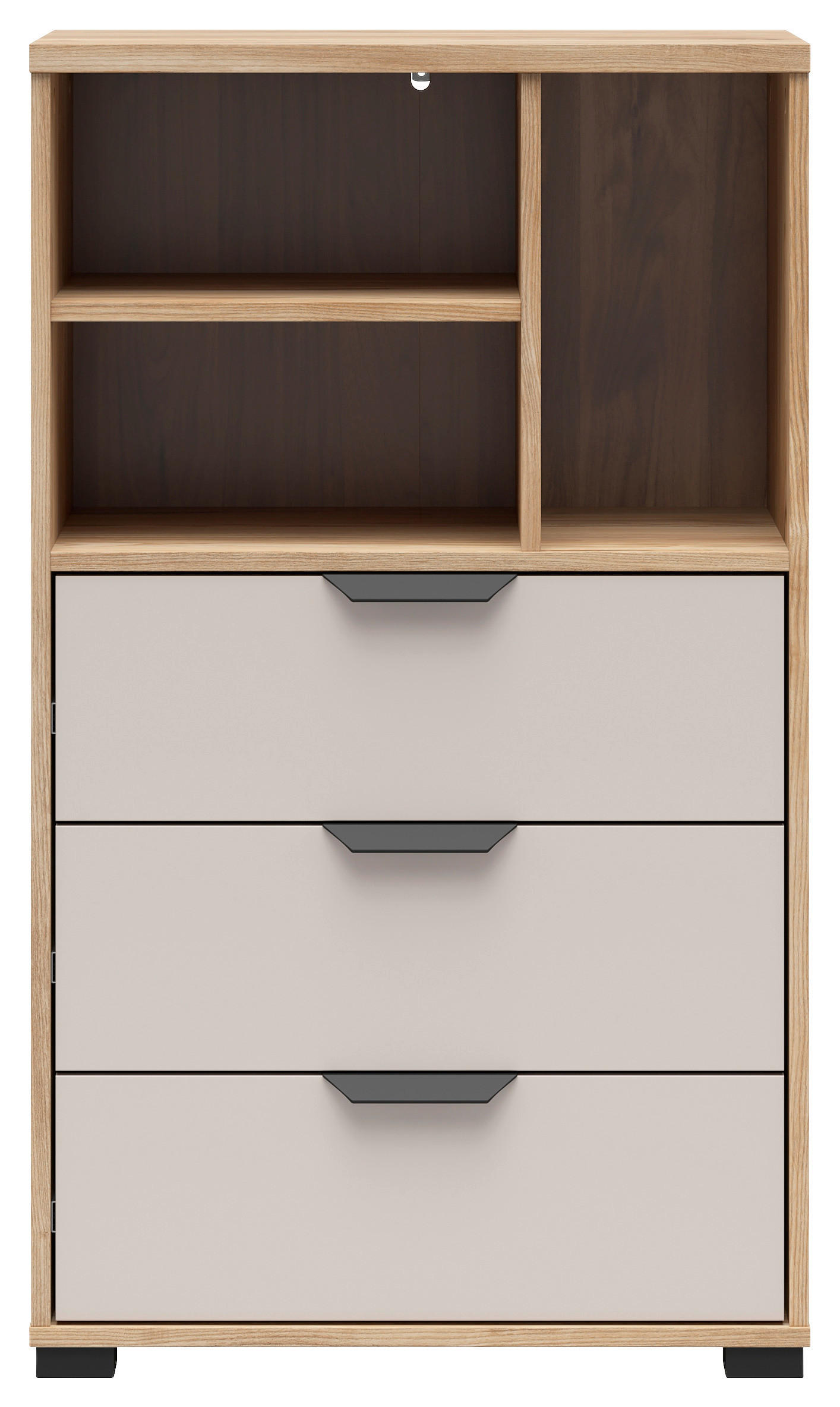 KOMMODE , 60/102,5/40 cm, 3 Schublade(n)  - Kaschmir/Eichefarben, Basics, Holzwerkstoff/Kunststoff (60/102,5/40cm) - Milino