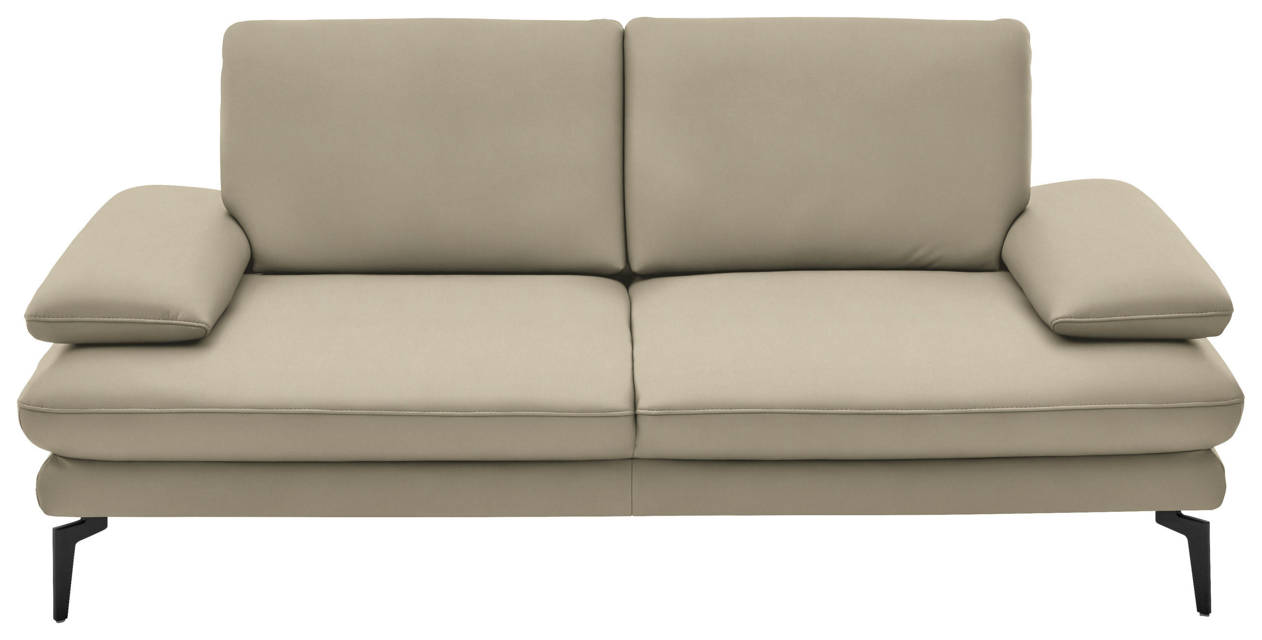 2,5-SITZER in Echtleder Creme, Naturfarben  - Creme/Schwarz, Design, Leder/Metall (196/86/104cm) - Dieter Knoll