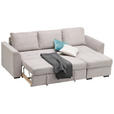 ECKSOFA in Velours, Cord Hellgrau  243/155 cm  - Hellgrau/Schwarz, Design, Kunststoff/Textil (243/155cm) - Xora