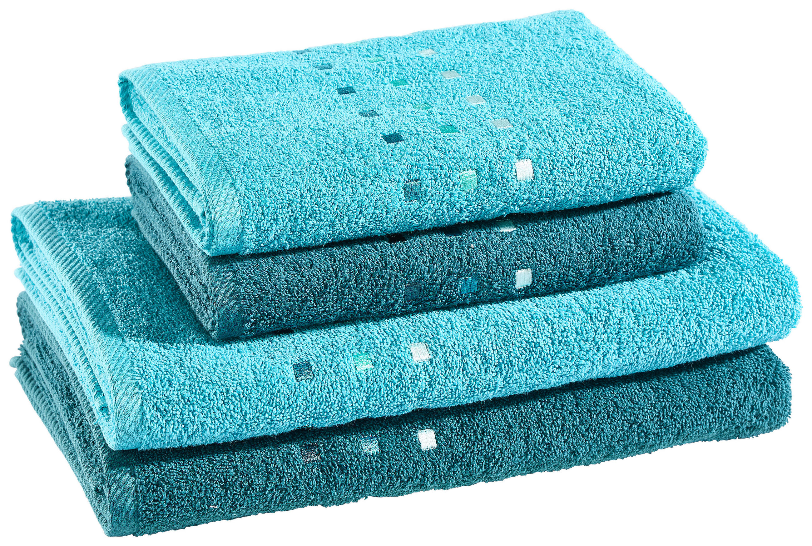 FROTTIERSET Blau, Petrol 4-teilig  - Blau/Petrol, Textil (50/100cm) - Esposa