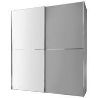 SCHWEBETÜRENSCHRANK 2-türig Hellgrau  - Chromfarben/Hellgrau, Design, Glas/Holzwerkstoff (200/222/68cm) - Moderano