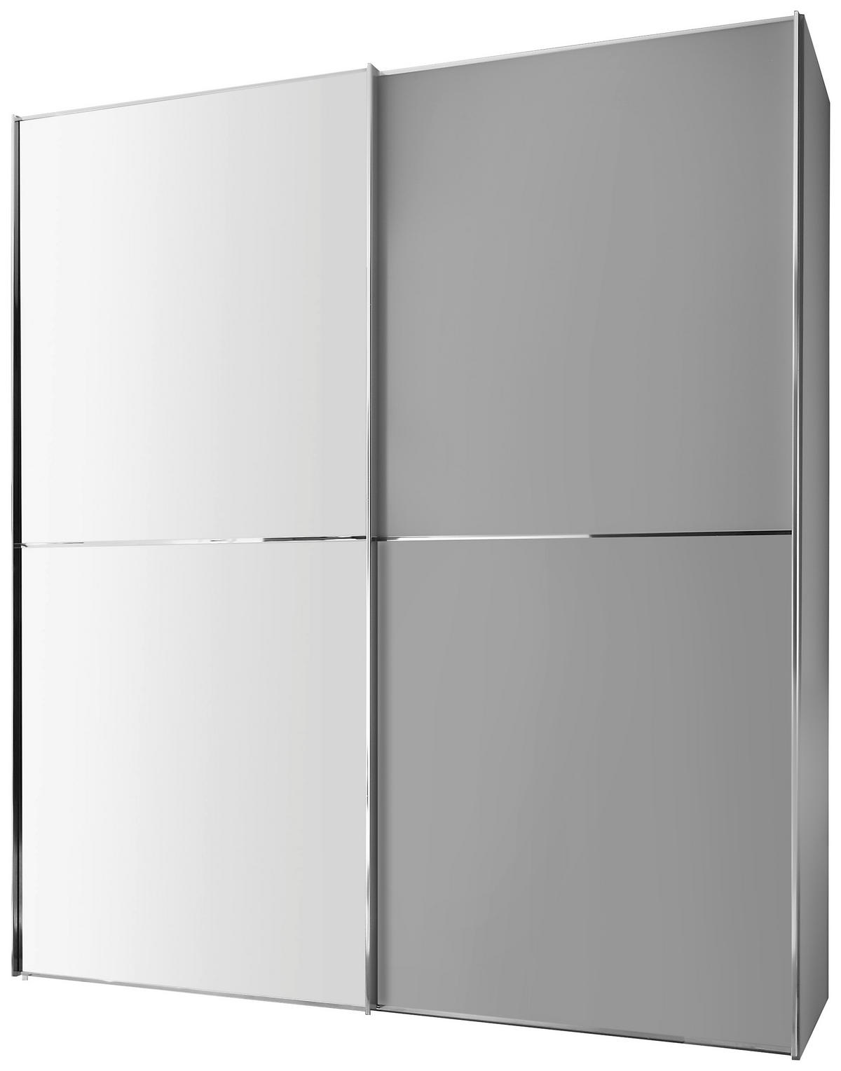 SCHWEBETÜRENSCHRANK 2-türig Hellgrau  - Chromfarben/Hellgrau, Design, Glas/Holzwerkstoff (200/222/68cm) - Moderano