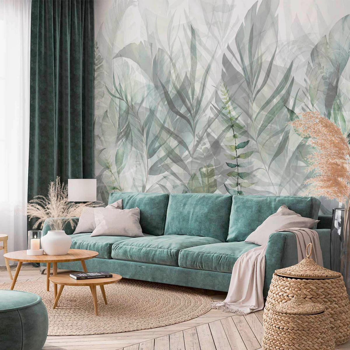 FOTOTAPET 250/175 cm  - mintgrön/grå, Lifestyle, textil (250/175cm) - artgeist