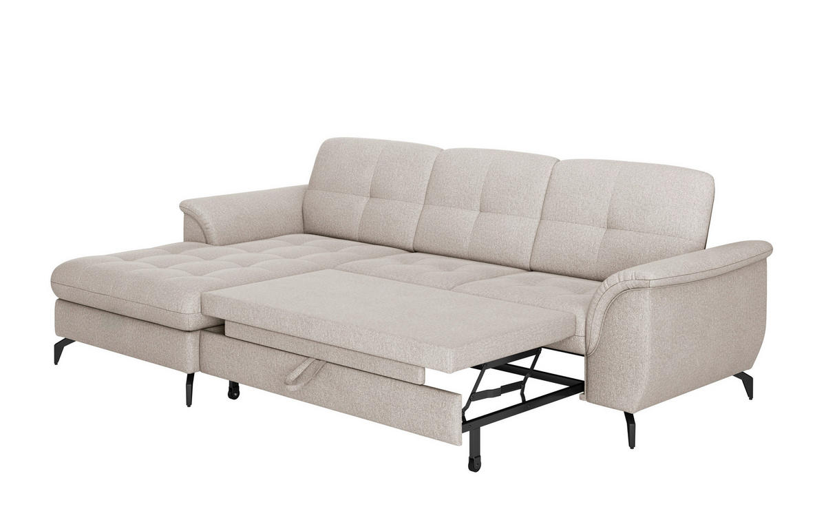 ECKSOFA in Flachgewebe Greige  - Greige/Schwarz, Modern, Textil/Metall (164/262cm) - Sit & More