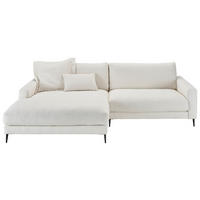 ECKSOFA in Flachgewebe Weiß  190/272 cm  - Schwarz/Weiß, Design, Textil/Metall (190/272cm) - Lomoco