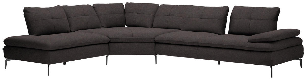 ECKSOFA in Flachgewebe Schwarz  271/344 cm  - Schwarz, Design, Textil/Metall (271/344cm) - Chilliano