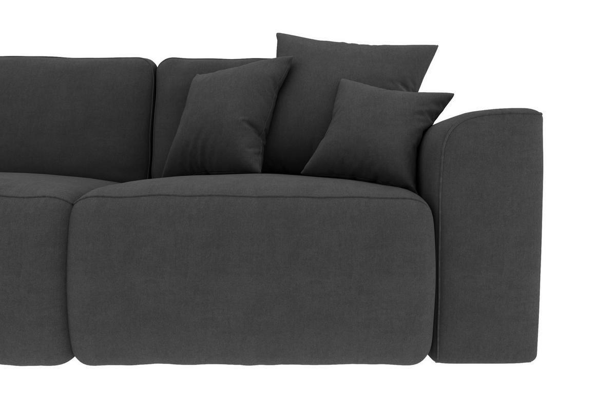 ECKSOFA Dunkelgrau Velours Zierkissen, Rückenkissen, Bettkasten, Schlaffunktion, Rücken echt, Liegefläche im Originalstoff  - Chromfarben/Dunkelgrau, KONVENTIONELL, Kunststoff/Textil (195/293cm) - Carryhome