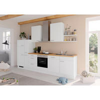 KÜCHENLEERBLOCK 330 cm   in Weiß  - Edelstahlfarben/Eichefarben, Design, Holzwerkstoff/Metall (330cm) - Impuls