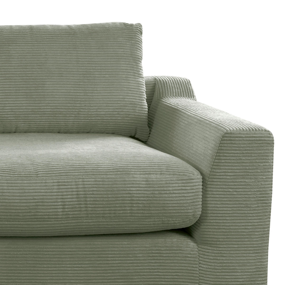 BIGSOFA in Cord Olivgrün  - Schwarz/Olivgrün, Design, Kunststoff/Textil (276/90/109cm) - Sit & More