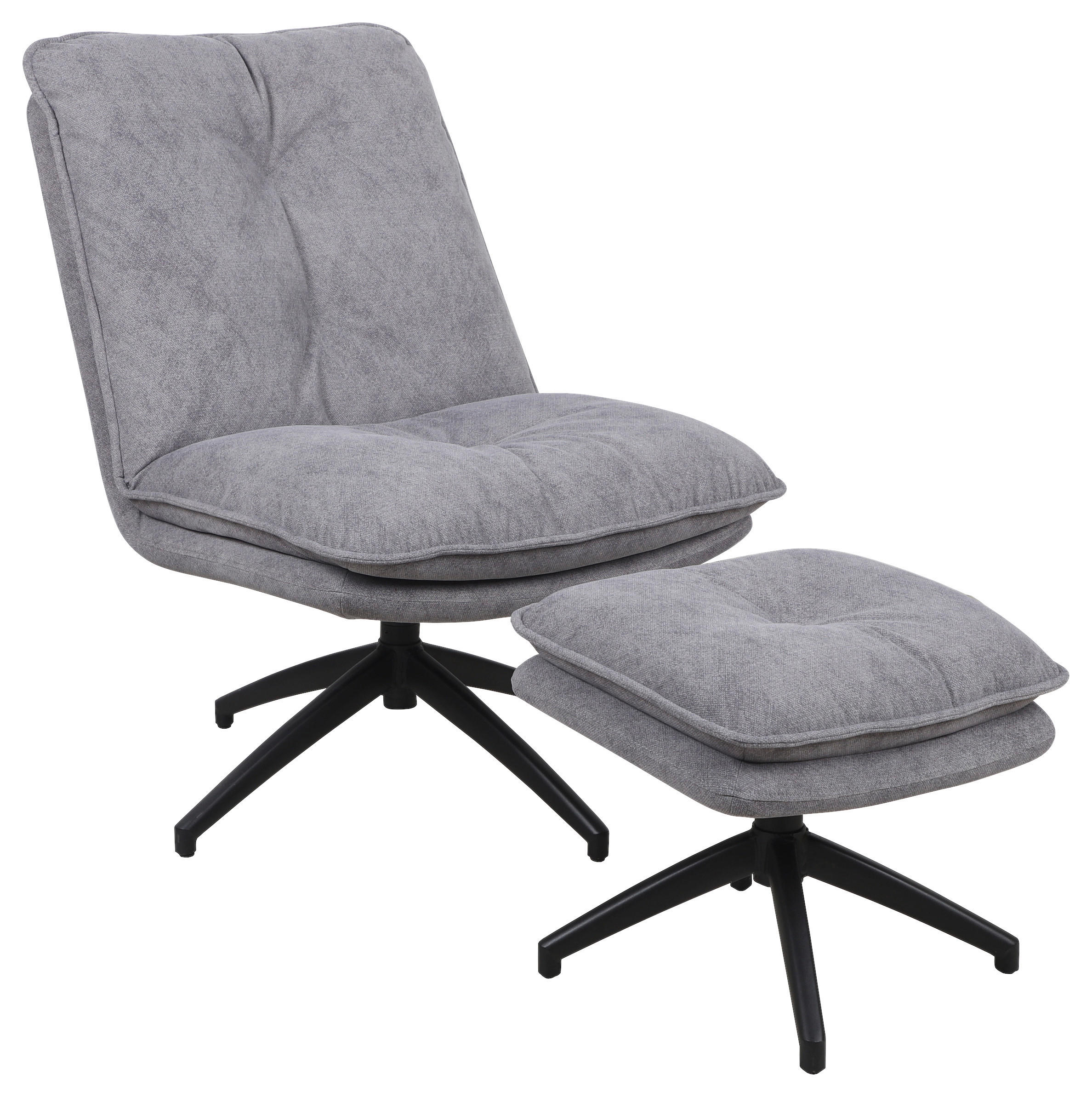 FÅTÖLJ MED FOTPALL i metall, textil grå  - svart/grå, Design, metall/textil (65/92/81cm) - Cantus