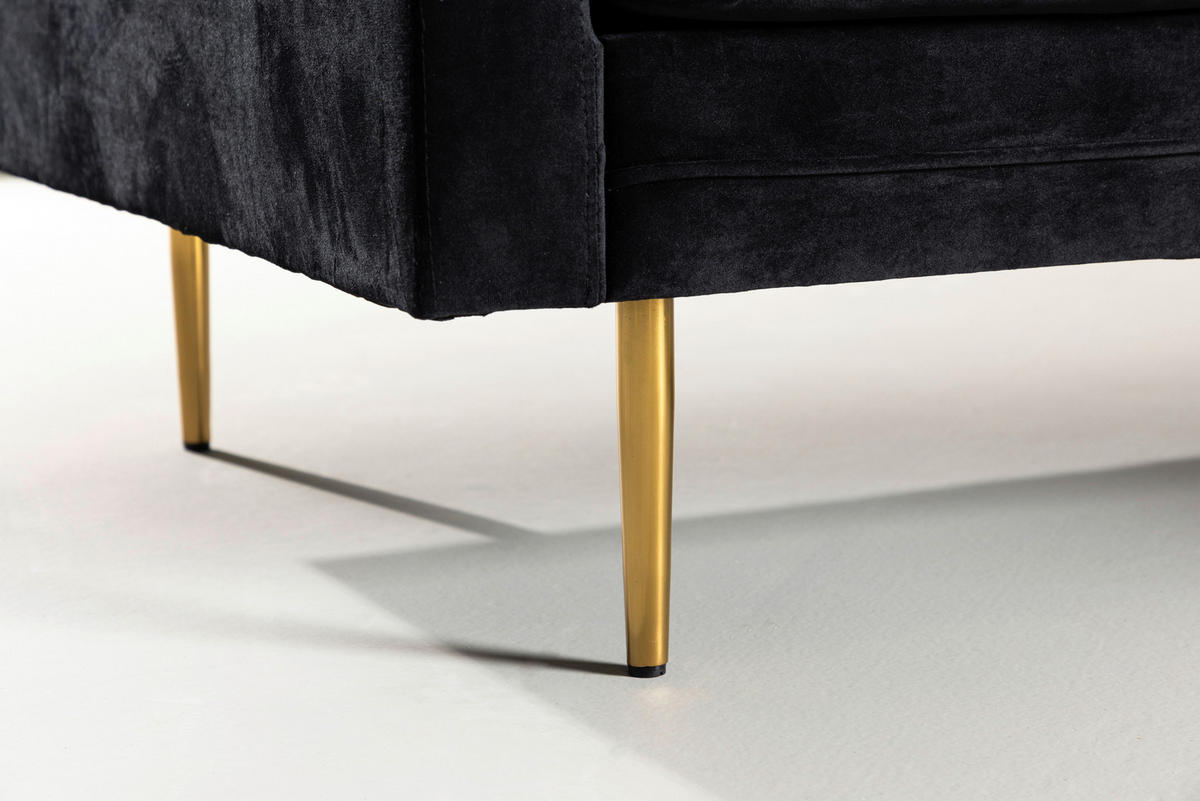 2-SITZER-SOFA in Schwarz, Goldfarben  - Goldfarben/Schwarz, Design, Textil/Metall (203/84/90cm) - Livetastic