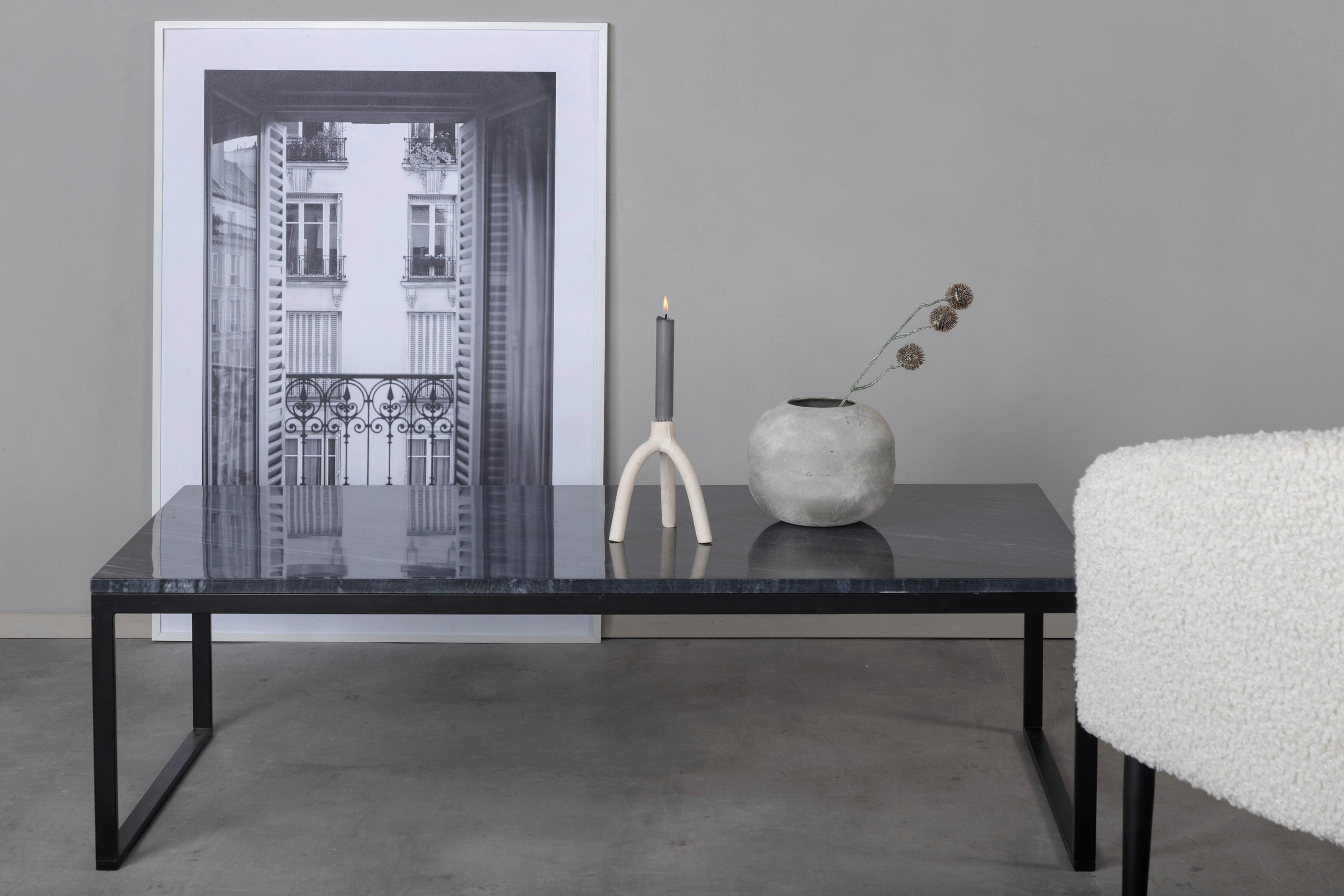 SOFFBORD i metall, sten 120/60/36 cm  - svart/grå, Design, metall/sten (120/60/36cm) - Livetastic