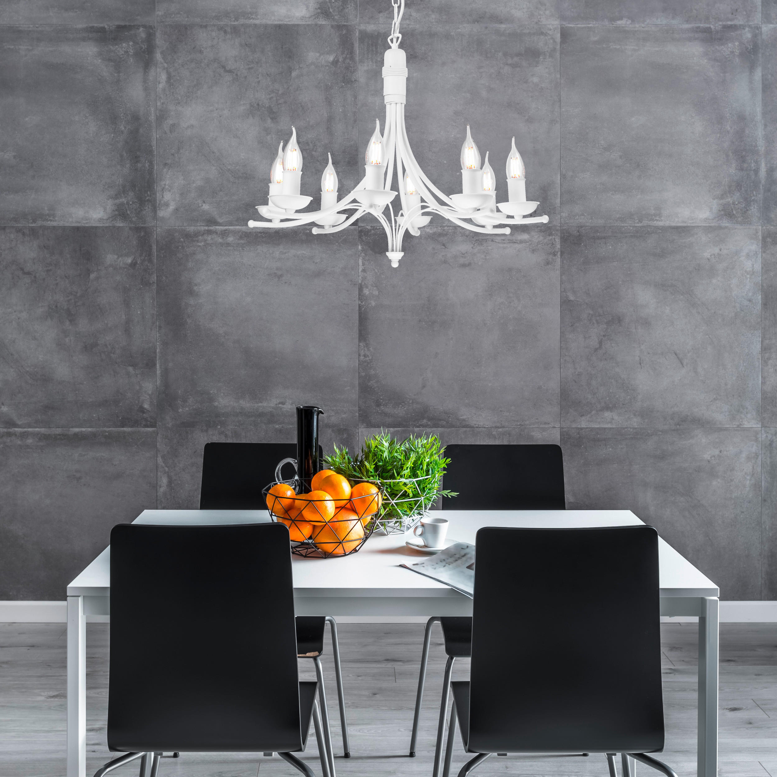 PENDELLEUCHTE 58/100 cm  - Weiß Hochglanz, KONVENTIONELL, Metall (58/100cm)