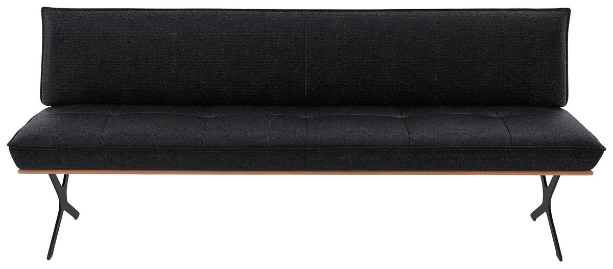 SITZBANK in Holz, Textil Schwarz, Nussbaumfarben  - Nussbaumfarben/Schwarz, Design, Holz/Textil (194/88/66cm) - Koinor