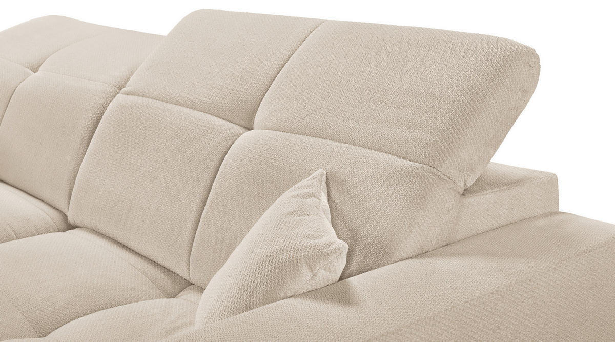 ECKSOFA Creme Webstoff  - Creme/Schwarz, KONVENTIONELL, Textil/Metall (180/285cm) - SetOne by Musterring