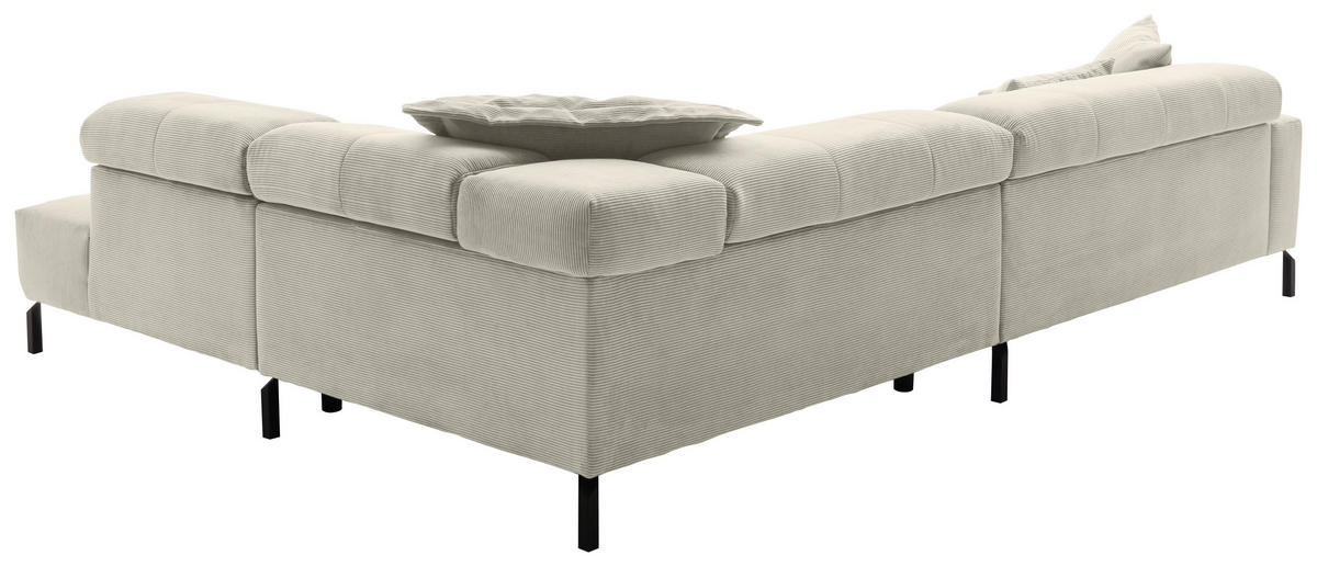 ECKSOFA in Cord Naturfarben  - Schwarz/Naturfarben, Konventionell, Textil/Metall (311/219cm) - Hom`in