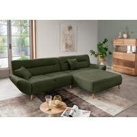 ECKSOFA Waldgrün Bouclé  - Waldgrün/Wildeiche, KONVENTIONELL, Holz/Textil (290/166cm) - MID.YOU