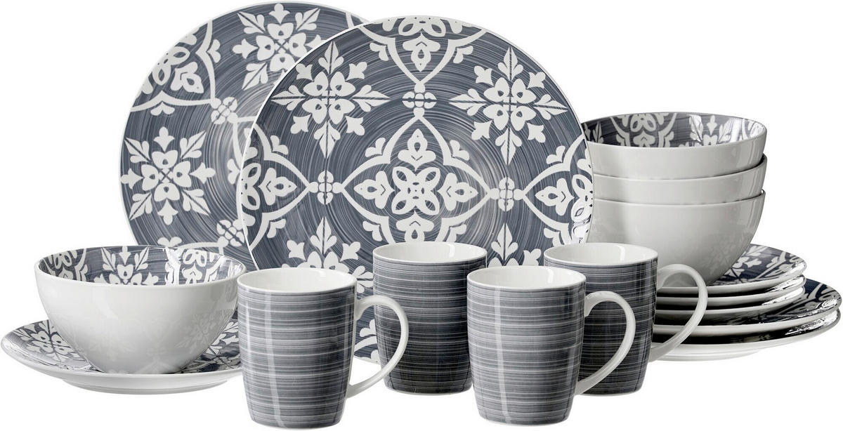 KOMBISERVICE Salina 16-teilig  - Weiß/Grau, KONVENTIONELL, Keramik (29/29/29cm) - Ritzenhoff Breker