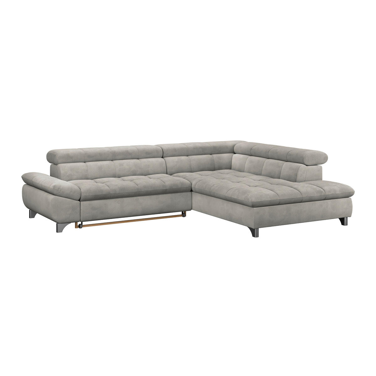 ECKSOFA Taupe Chenille  - Taupe/Chromfarben, KONVENTIONELL, Textil/Metall (312/234cm) - Livetastic