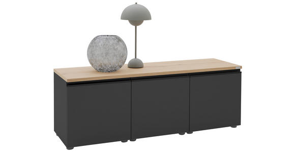 LOWBOARD  135/46/41 cm  erweiterbar, Typenauswahl, Beimöbel erhältlich, umfangreiches Zubehör erhältlich, stehend, hängend  - Eichefarben/Anthrazit, Design, Holzwerkstoff/Kunststoff (135/46/41cm) - Dieter Knoll