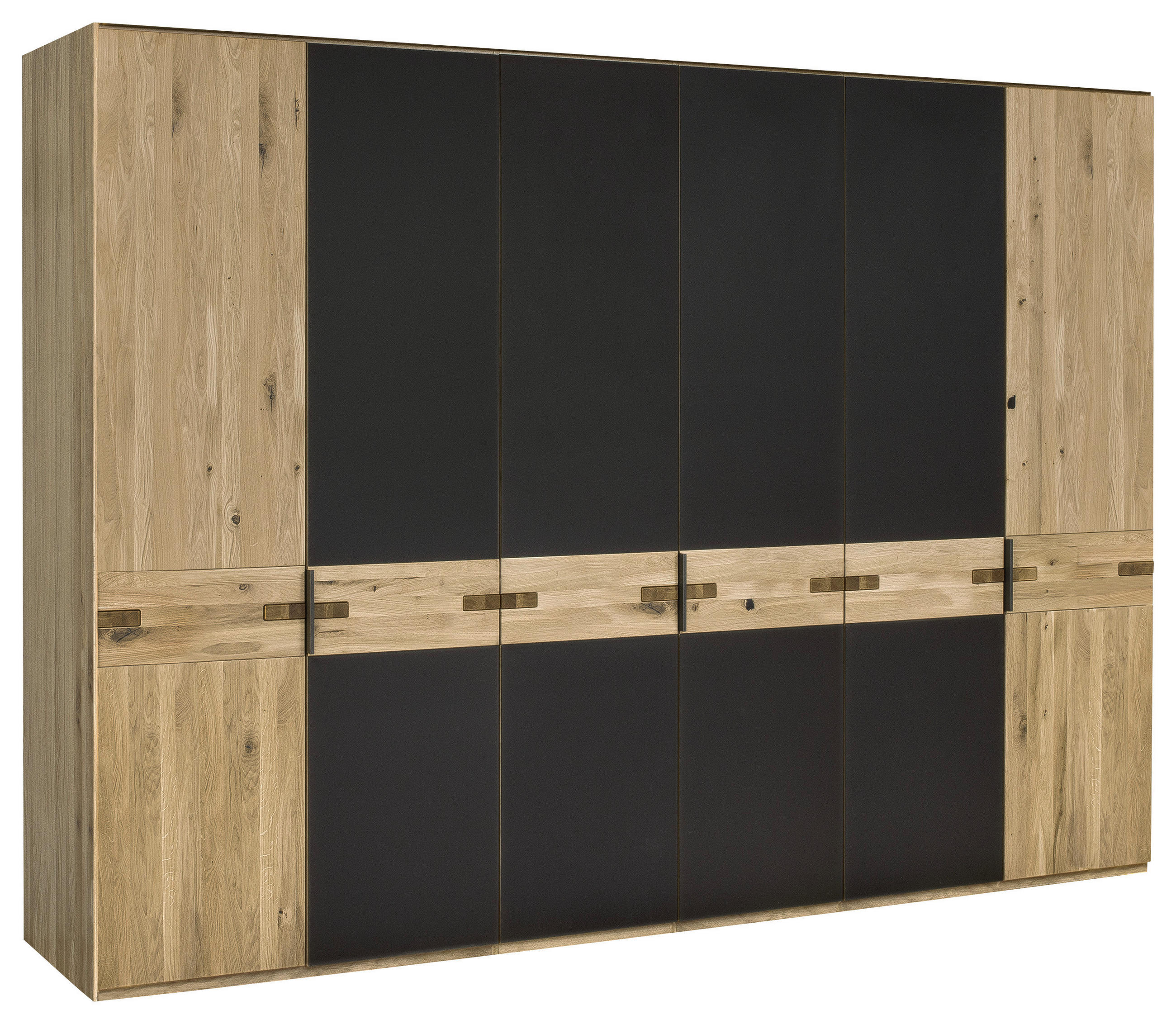 DREHTÜRENSCHRANK in Anthrazit, Eiche Bianco  - Eiche Bianco/Anthrazit, Natur, Glas/Holz (296/214/61cm) - Linea Natura